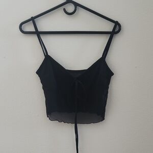 Sheer Black Crop Top with Spaghetti Straps